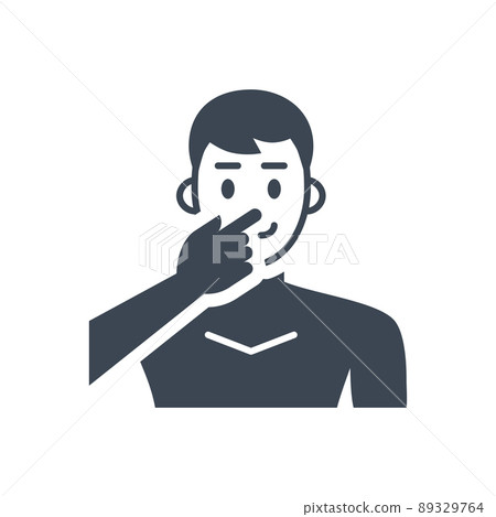 Avoid face touch related vector glyph icon. 89329764