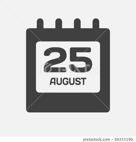 Icon day date 25 August, template calendar page 89333190
