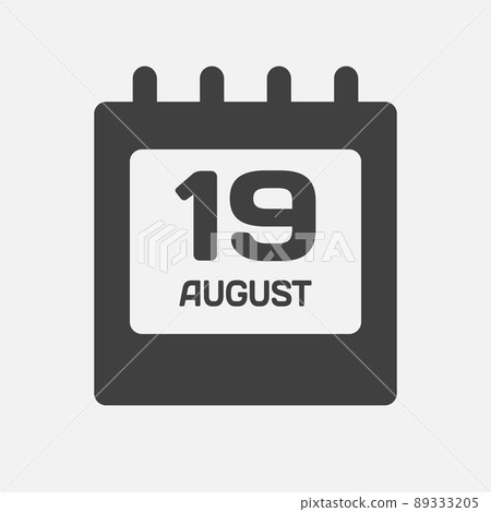 Icon day date 19 August, template calendar page 89333205
