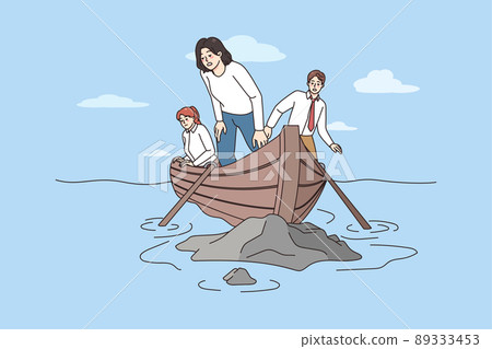 Team of employees crash on rock  89333453