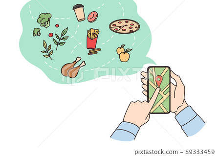 Person hold cellphone order products online Person hold cellphone order products online 89333459