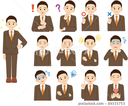 中間男商人面部表情各種設置_沒有線 89333753