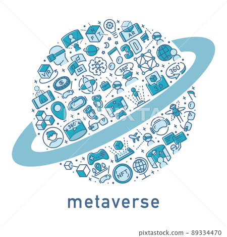 Metaverse planet-shaped technology icon Metaverse planet-shaped technology icon 89334470