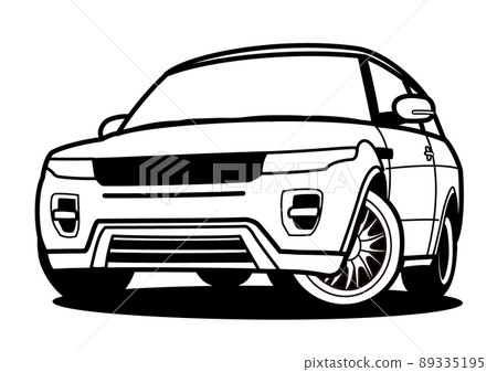 英國 SUV 著色書風格汽車插圖 英國 SUV 著色書風格汽車插圖 89335195