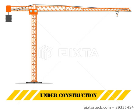 Building tower crane. Heavy equipment and machinery. Construction machine. Vector illustration. Building tower crane. Heavy equipment and machinery. Construction machine. Vector illustration. 89335454