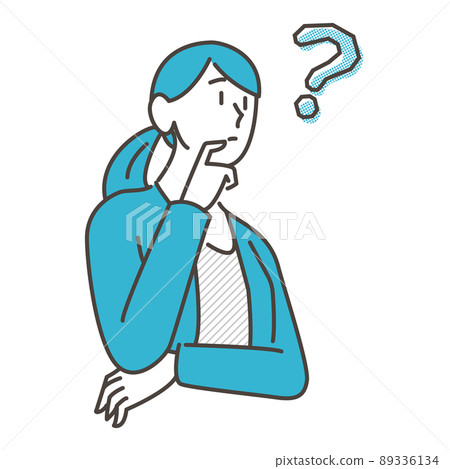 一個有疑問的女人和一個問號【矢量圖素材】 89336134