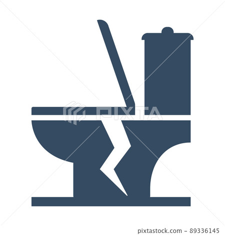 cracked ceramic toilet bowl black icon. crack in the toilet. 89336145