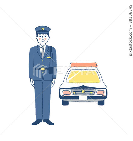 Male police officer and police car Male police officer and police car 89336545