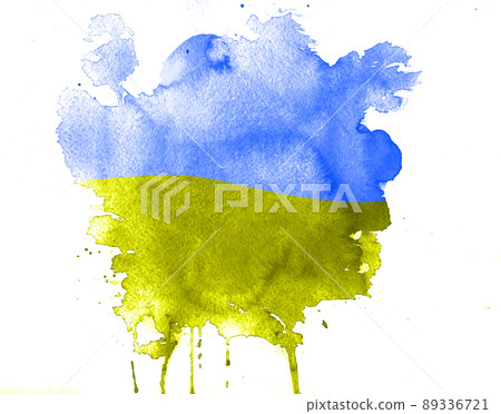 Watercolor texture of stains in color of Ukrainian flag Watercolor texture of stains in color of Ukrainian flag 89336721
