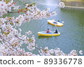 Chidorigafuchi, a person who gets on a boat and looks at the cherry blossoms from the water 89336778
