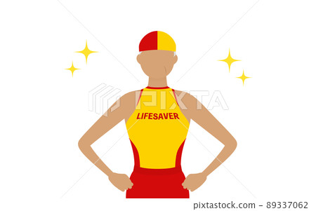 Senior female life saver pose, confident, proud and put your hands on your hips Senior female life saver pose, confident, proud and put your hands on your hips 89337062