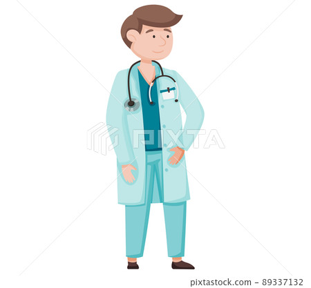 Doctor male character in hospital, medicine, healthcare concept. Young smiling man medic therapist Doctor male character in hospital, medicine, healthcare concept. Young smiling man medic therapist 89337132