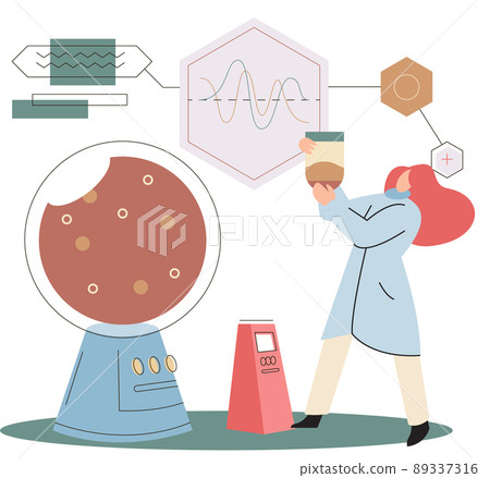 Soil analysis and earth pollution or structure control. Scientist measuring ground levels status metaphor Soil analysis and earth pollution or structure control. Scientist measuring ground levels status metaphor 89337316
