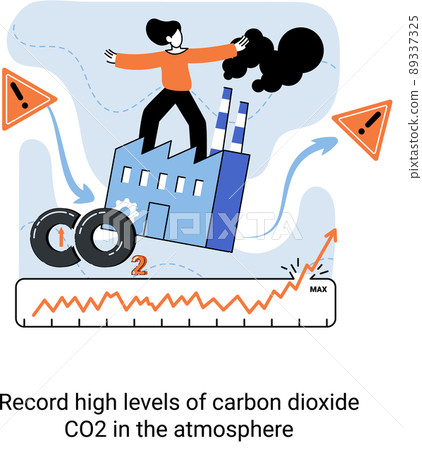 Record high levels of carbon dioxide CO2 in atmosphere. Problems of environment and ecology metaphor 89337325