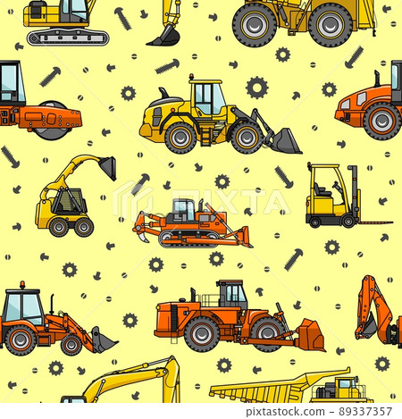 Heavy construction machines seamless pattern 89337357