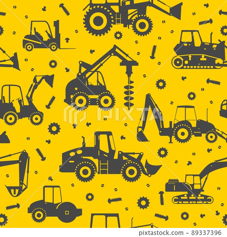 Heavy construction machines seamless background Heavy construction machines seamless background 89337396