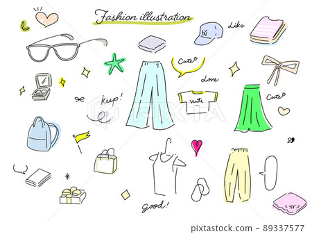 Cute fashion hand drawn illustration set 89337577