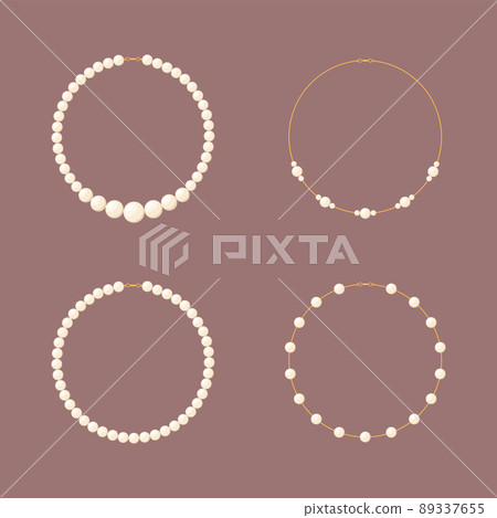 Set of pearl necklaces. Vector illustration 89337655