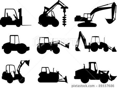Set of heavy construction machines. Vector illustration 89337686