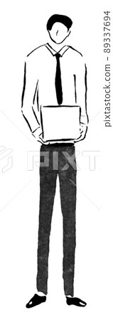 Businessman lifting a box (illustration of a hand-painted person in ink) Businessman lifting a box (illustration of a hand-painted person in ink) 89337694