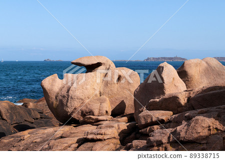 Bizarre boulders on the Pink Granite Coast in Brittany 89338715