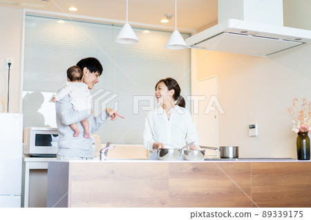 Young family spending time at home 89339175