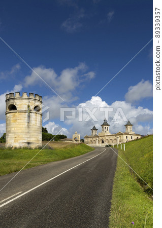 Vineyards with Chateau Cos d'Estournel, Bordeaux, Aquitaine, France 89339357