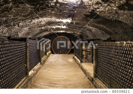 wine cellars with barrels near Eger, Hungary 89339821