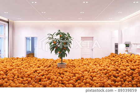 stack of the oranges in the room 89339859