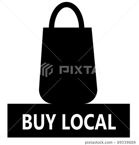 Buy local icon white background. support small business sticker. flat style. 89339889