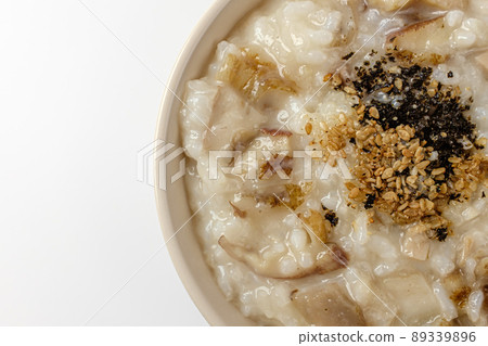 Abalone porridge on a white background Abalone porridge on a white background 89339896