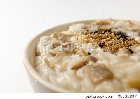Abalone porridge on a white background 89339897