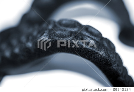 Models printed on 3D printer. Black objects printed on 3D printer made plastic Models printed on 3D printer. Black objects printed on 3D printer made plastic 89340124