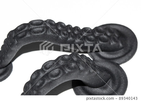 Models printed on 3D printer. Black objects printed on 3D printer made plastic 89340143