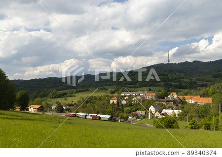 Zubrnice railway museum and village with old houses in Northern Bohemia, Czech Republic Zubrnice railway museum and village with old houses in Northern Bohemia, Czech Republic 89340374