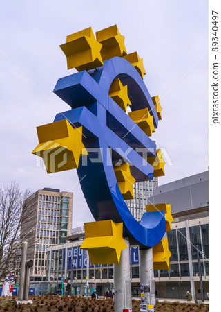 Giant Euro Symbol at Willy Brandt Square in Frankfurt Giant Euro Symbol at Willy Brandt Square in Frankfurt 89340497