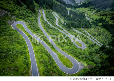 The bending road of Silvretta High Alpine Road in Austria Montafon The bending road of Silvretta High Alpine Road in Austria Montafon 89340604