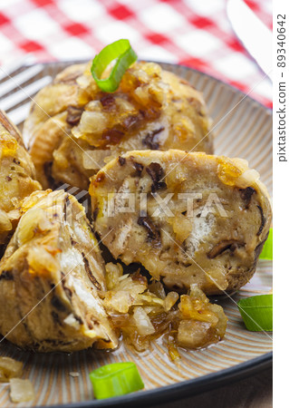 mushroom dumplings with spring onion mushroom dumplings with spring onion 89340642