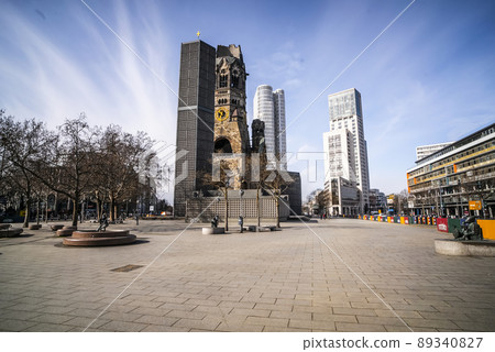 Famous Breitscheidplatz Square Berlin with Kaiser Wilhelm Memorial Church 89340827