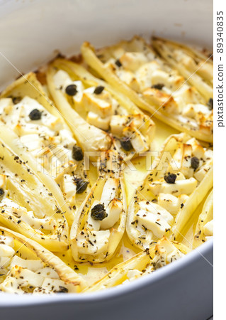 baked white peppers with Feta cheese baked white peppers with Feta cheese 89340835