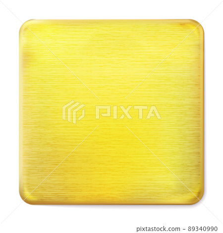 Realistic square light gold polished plate, isolated. Vector 89340990