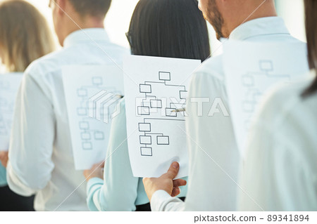 close up.business team with analyzing marketing schemes for a new commercial project. 89341894