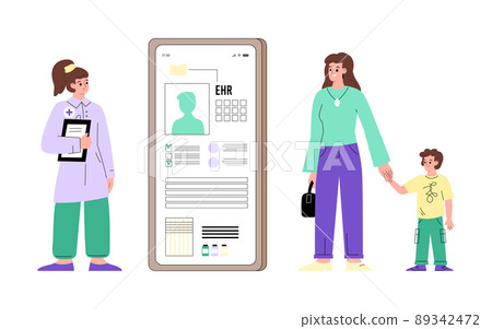 Electronic health records abstract flat vector illustration isolated on white background. Electronic health records abstract flat vector illustration isolated on white background. 89342472