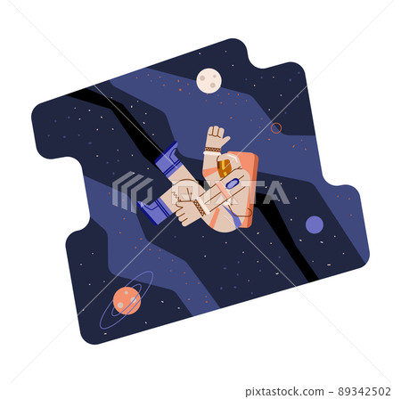 Space explore thematic banner or sticker, flat vector illustration isolated. Space explore thematic banner or sticker, flat vector illustration isolated. 89342502