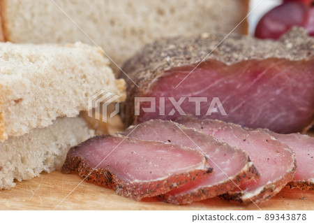 Jerky at home meat with spices with cumin sliced Jerky at home meat with spices with cumin sliced 89343878