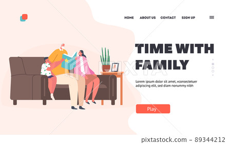 Visiting Grandparent Landing Page Template. Happy Grandpa Reading Book to Grandchildren. Boy and Girl with Grandfather Visiting Grandparent Landing Page Template. Happy Grandpa Reading Book to Grandchildren. Boy and Girl with Grandfather 89344212