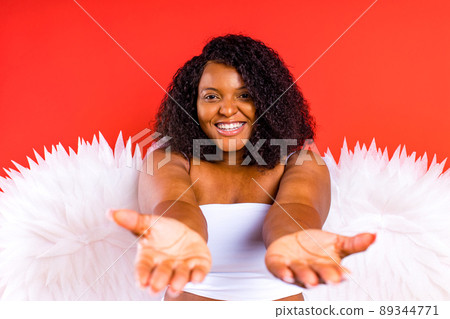 american woman matchmaker in red background valentine day 89344771