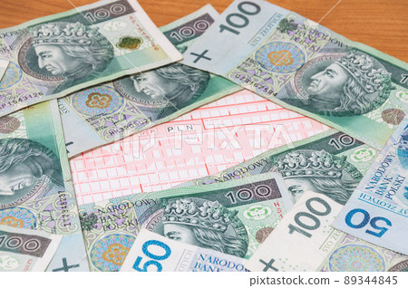 Payment tax form with tax inscription in polish language and polish money. 89344845