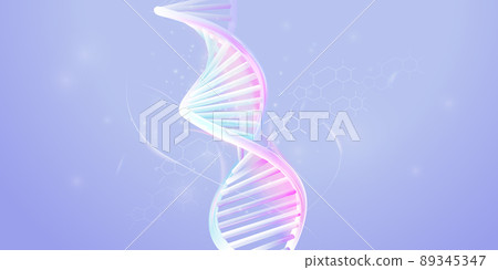 DNA double helix model on a pale violet background. 89345347