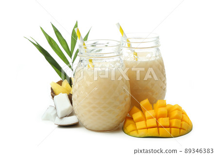Pina colada cocktails isolated on white background 89346383
